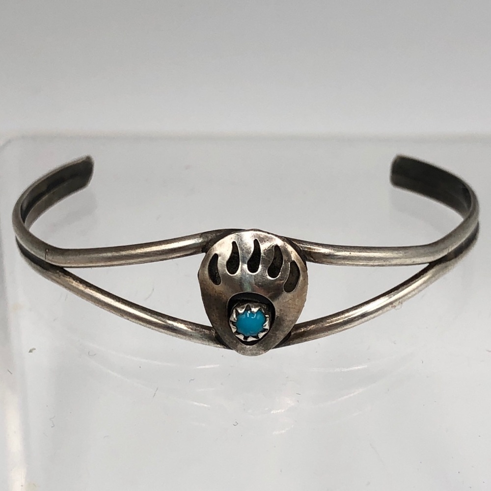 Vintage Navajo Sterling Turquoise Cuff Bracelet